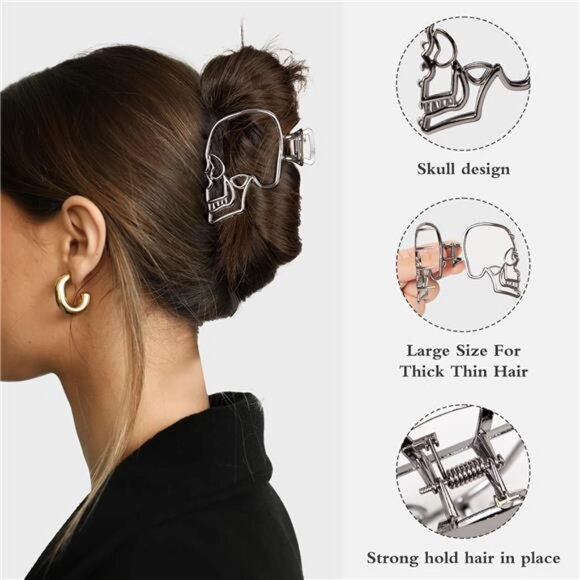 4 Pack Halloween Bat Hair Clips for Women, Goth Hair Accessories, Metal Spooky - Picture 4 of 8